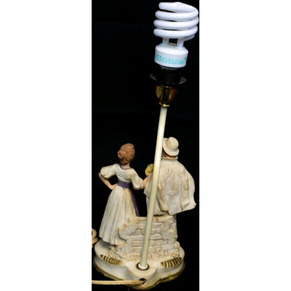 Vintage French Country European Lamp Man Woman Floral Accent Table Ceramic Resin - Picture 6 of 12